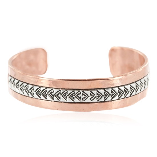 Navajo .925 Sterling Silver Bear Paw Handmade Certified Authentic Pure Copper Native American Bracelet 18128-4