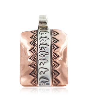 Navajo .925 Sterling Silver Certified Authentic Bear Handmade Pure Copper Native American Necklace 17036