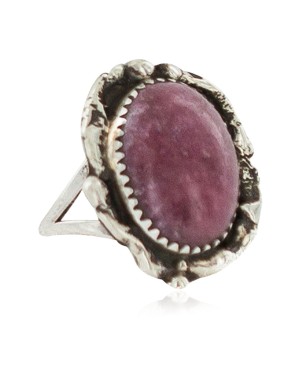 Navajo .925 Sterling Silver Certified Authentic Handmade Charoite Native American Ring Size 8 3/4 18203-4
