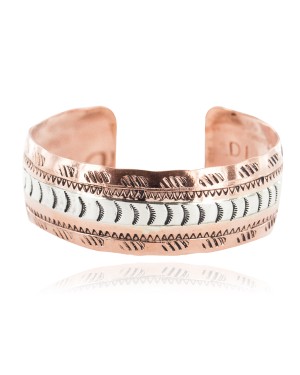 Navajo .925 Sterling Silver Certified Authentic Handmade Native American Pure Copper Bracelet 13055-3
