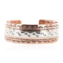 Navajo .925 Sterling Silver Handmade Native American Pure Copper Bracelet 13055-5