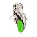 Navajo .925 Sterling Silver Certified Authentic Handmade Natural Gaspeite Native American Ring Size 7 1/2 13116-3