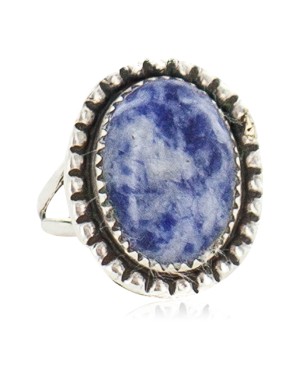 Navajo .925 Sterling Silver Certified Authentic Handmade Natural Lapis Native American Ring Size 8 18203-3