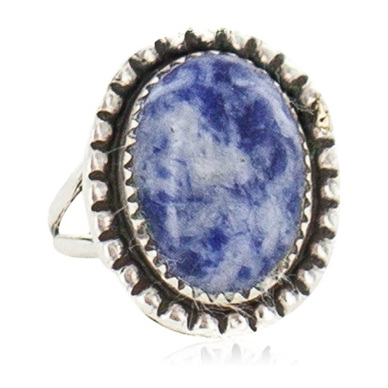 Navajo .925 Sterling Silver Certified Authentic Handmade Natural Lapis Native American Ring Size 8 18203-3