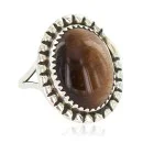 Navajo .925 Sterling Silver Handmade Natural Tigers Eye Native American Ring Size 7 18203-7