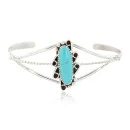 Navajo .925 Sterling Silver Handmade Natural Turquoise Native American Bracelet 13122-3