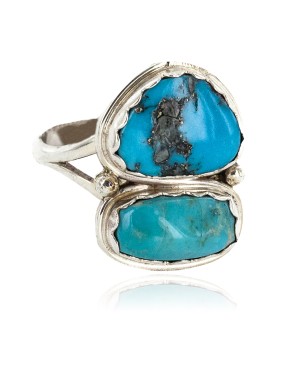 Navajo .925 Sterling Silver Certified Authentic Handmade Turquoise Native American Ring 18187-4