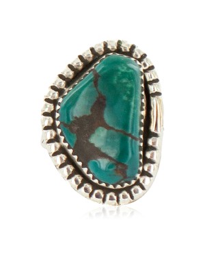 Navajo .925 Sterling Silver Certified Authentic Handmade Turquoise Native American Ring Size 8 1/2 18202-1