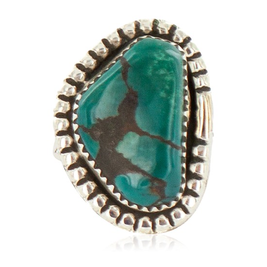 Navajo .925 Sterling Silver Certified Authentic Handmade Turquoise Native American Ring Size 8 1/2 18202-1
