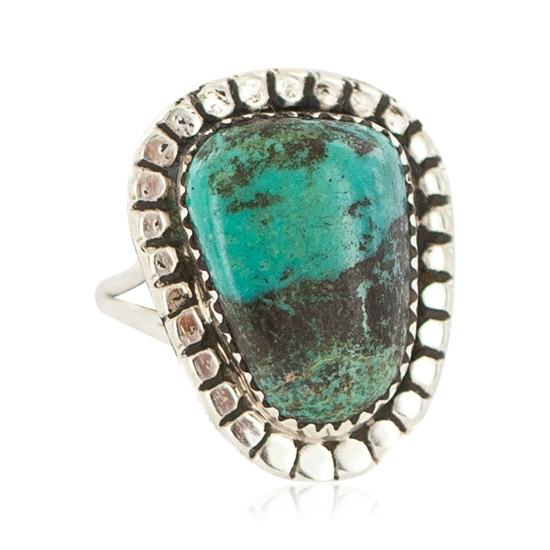 Navajo .925 Sterling Silver Certified Authentic Handmade Turquoise Native American Ring Size 8 18202-3