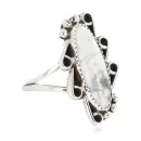 Navajo .925 Sterling Silver Handmade White Howlite Native American Ring Size 8 1/2 13114-7