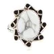 Navajo .925 Sterling Silver Handmade White Howlite Native American Ring Size 9 1/2 13115-2 Navajo .925 Sterling Silver Handmade White Howlite Native American Ring Size 9 1/2 13115-2