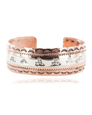 Navajo .925 Sterling Silver Certified Authentic Horse Handmade Native American Pure Copper Bracelet 13055-8
