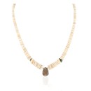 Navajo .925 Sterling Silver Certified Authentic Natural Graduated Melon Shell Turquoise Native American Necklace 16073-2