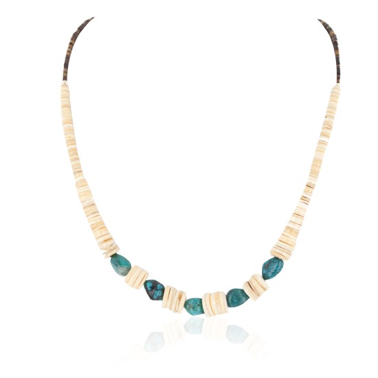Navajo .925 Sterling Silver Certified Authentic Natural Graduated Melon Shell Turquoise Native American Necklace 16079 Navajo .925 Sterling Silver Certified Authentic Natural Graduated Melon Shell Turquoise Native American Necklace 16079