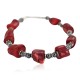 Navajo .925 Sterling Silver Certified Authentic Natural Hematite Coral Native American Bracelet 13176-1