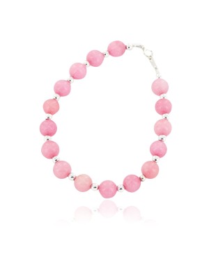 Navajo .925 Sterling Silver Certified Authentic Natural Pink Quartz Native American Bracelet 13053