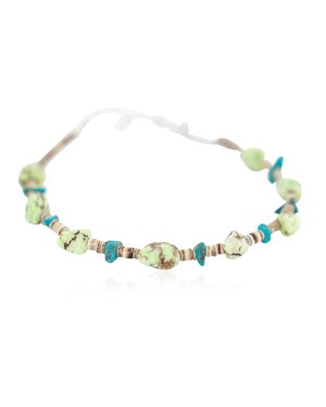 Navajo .925 Sterling Silver Certified Authentic Natural Turquoise Gaspeite Native American Bracelet  92015-1