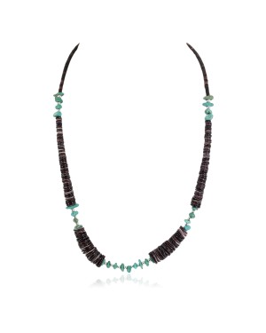 Navajo .925 Sterling Silver Certified Authentic Natural Turquoise Graduated Heishi Native American Necklace  750202-3