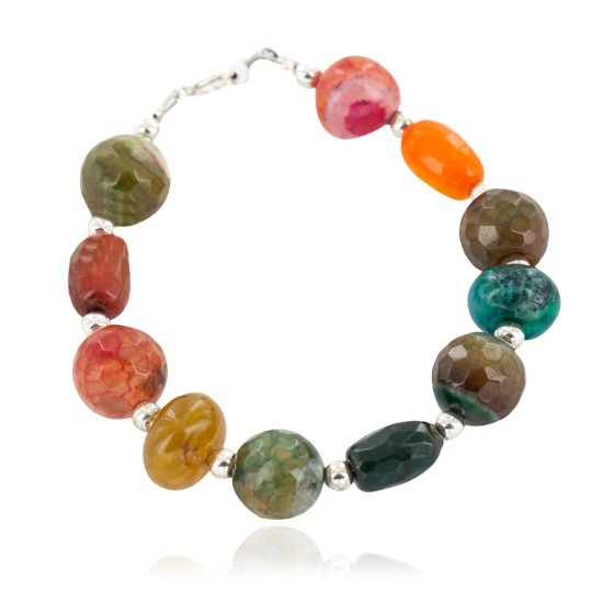 Navajo .925 Sterling Silver Certified Authentic Quartz and Agate Native American Bracelet 13052-1 Navajo .925 Sterling Silver Certified Authentic Quartz and Agate Native American Bracelet 13052-1