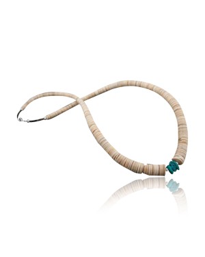  Navajo .925 Sterling Silver Graduated Heishi and Natural Turquoise Native American Necklace 7501006-6