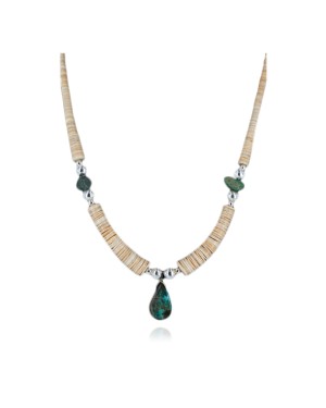 Navajo .925 Sterling Silver Graduated Heishi and Natural Turquoise Native American Necklace 750166