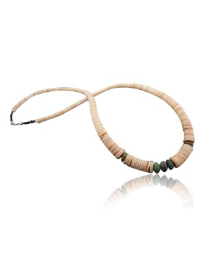  Navajo .925 Sterling Silver Graduated Heishi and Turquoise Native American Necklace 390593126017
