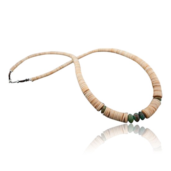  Navajo .925 Sterling Silver Graduated Heishi and Turquoise Native American Necklace 390593126017