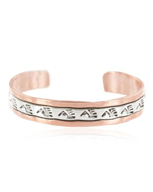 Navajo .925 Sterling Silver Handmade Certified Authentic Bear paw Pure Copper Native American Bracelet 18128-2