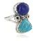 Navajo .925 Sterling Silver Handmade Natural Turquoise Lapis Native American Ring 18187-101