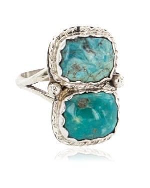 Navajo .925 Sterling Silver Handmade Certified Authentic Natural Turquoise Native American Ring 18187-3