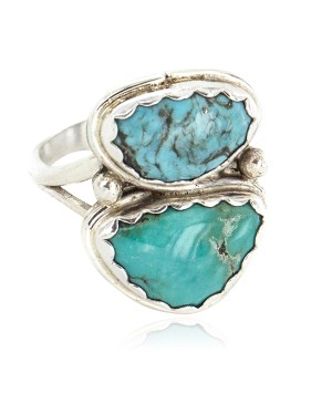Navajo .925 Sterling Silver Handmade Certified Authentic Natural Turquoise Native American Ring 18187-9