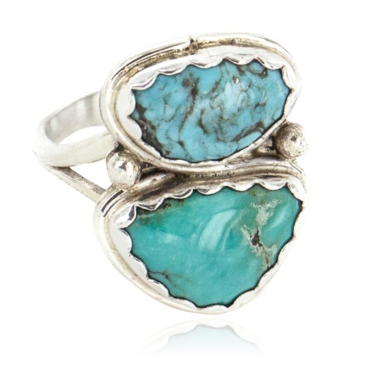 Navajo .925 Sterling Silver Handmade Certified Authentic Natural Turquoise Native American Ring 18187-9