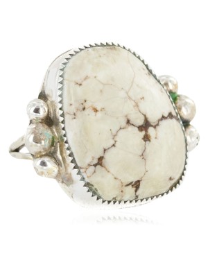 Navajo Silver Handmade Certified Authentic White Buffalo Native American Ring 17025-5