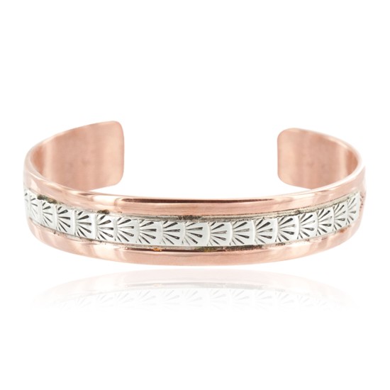 Navajo .925 Sterling Silver Handmade Certified Authentic Pure Copper Native American Bracelet 12998