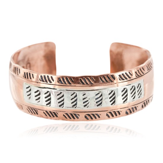 Navajo .925 Sterling Silver Handmade Certified Authentic Pure Copper Native American Bracelet 12999