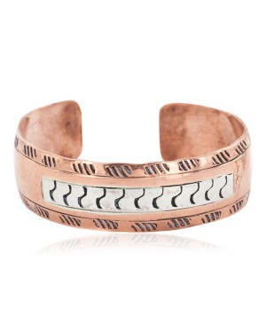 Navajo .925 Sterling Silver Handmade Certified Authentic Pure Copper Native American Bracelet 13000-301