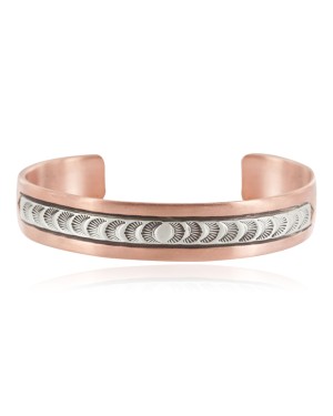 Navajo .925 Sterling Silver Handmade Certified Authentic Pure Copper Native American Bracelet 13015-2