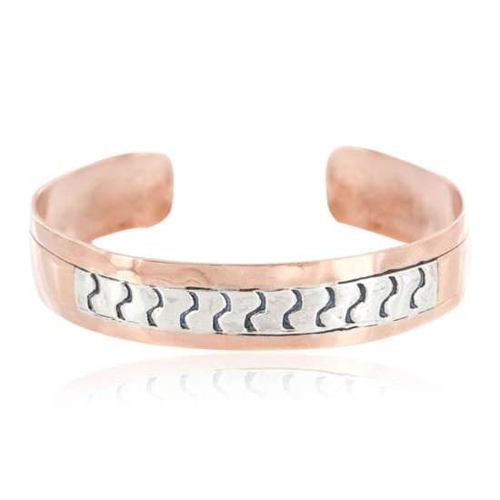 Navajo .925 Sterling Silver Handmade Certified Authentic Pure Copper Native American Bracelet 18135