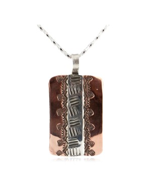 Navajo .925 Sterling Silver Handmade Certified Authentic Pure Copper Native American Necklace 17035