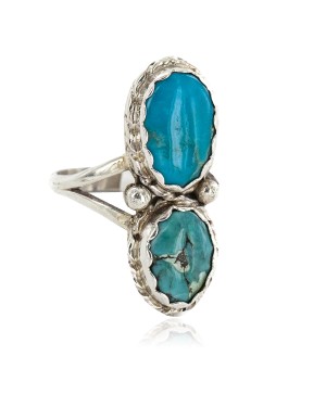 Navajo .925 Sterling Silver Handmade Certified Authentic Turquoise Native American Ring 18187-10