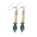 Navajo .925 Sterling Silver Hooks Natural Turquoise Melon Shell Native American Dangle Earrings 18252-1