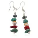 Navajo .925 Sterling Silver Hooks Natural Turquoise Spiny Oyster Coral Hematite Native American Dangle Earrings 18251-6