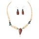 Navajo Arrowhead .925 Sterling Silver Hooks Certified Authentic Natural Turquoise Graduated Heishi Goldstone Native American Set 16006-300-18237-4