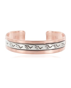 Bear Paw Navajo .925 Sterling Silver Handmade Certified Authentic Pure Copper Native American Bracelet 13015-3