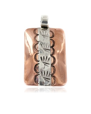 Navajo Bear Paw .925 Sterling Silver Handmade Certified Authentic Pure Copper Native American Pendant 17055-4