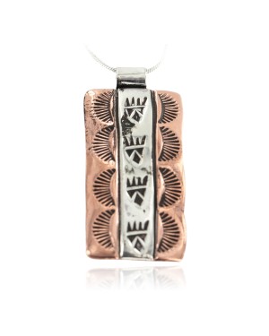 Navajo Bear Paw .925 Sterling Silver Handmade Certified Authentic Pure Copper Native American Pendant 17098