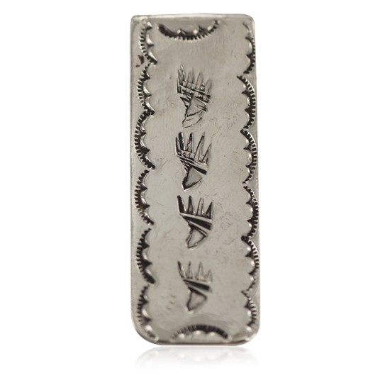 Navajo Bear Paw Certified Authentic Nickel Handmade Native American Money Clip 11268-6
