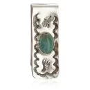 Navajo Bear Paw Handmade .925 Sterling Silver Natural Turquoise Native American Nickel Money Clip 10533-2