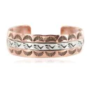 Navajo Bear Paw Sun .925 Sterling Silver Handmade Pure Copper Native American Bracelet 13016